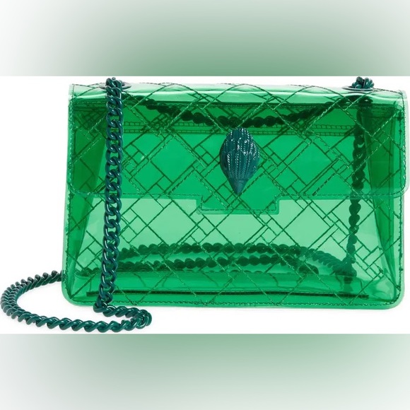 Kurt Geiger London Medium Kensington Green Vinyl Crossbody Bag - Picture 4 of 9